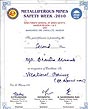 Mines Safety Week Certificate 2010