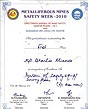 Metalliferous Mines Safety Week Certificate 2010